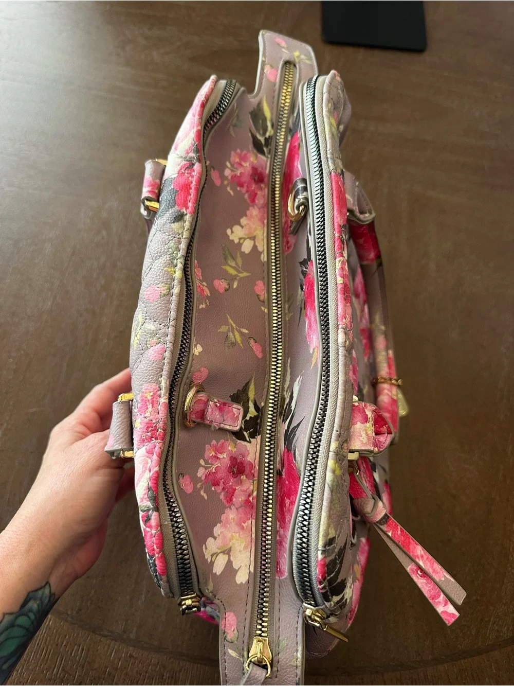 Betsey Johnson quilted floral satchel from her 